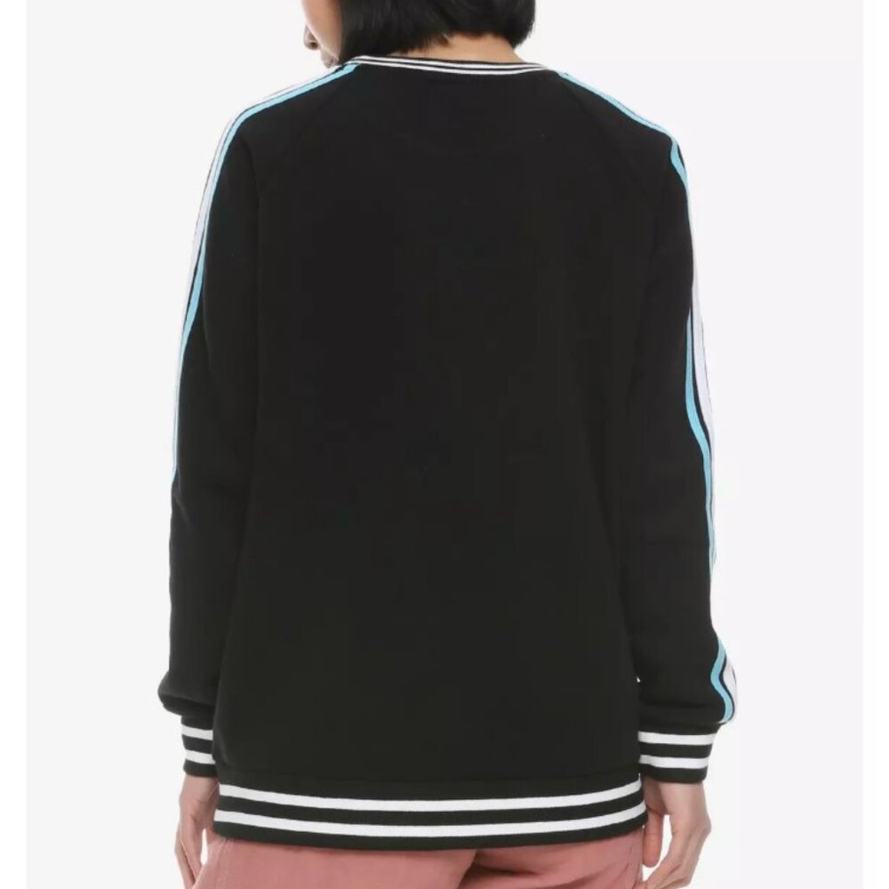 BNWT Powerpuff Girls Retro Striped Black Raglan Sweatshirt, Size S - Picture 2 of 5